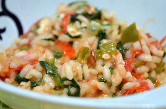 Risotto con espinacas y queso fresco